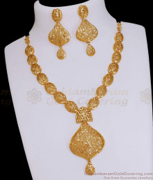 Elegant Micro Gold Plated Necklace Earring Plain Jewellery Set NCKN3774
