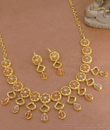 Luxurious 2 Gram Gold Necklace Enamel Design For Wedding NCKN3776