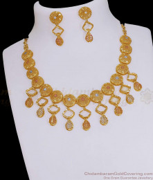 Luxurious 2 Gram Gold Necklace Enamel Design For Wedding NCKN3776