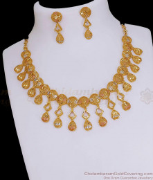 Attractive Forming Gold Necklace Earring Combo Set Online NCKN3777