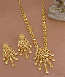 Trendy 1 Gram Gold Necklace Arabic Pattern With Earrings NCKN3778