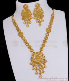 Trendy 1 Gram Gold Necklace Arabic Pattern With Earrings NCKN3778