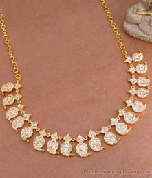 Premium White Stone Mango Design Impon Necklace Design NCKN3786