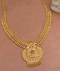 Single Ruby Stone Mullaipoo Necklace 1 Gram Jewellery NCKN3798 Single Ruby Stone Mullaipoo Necklace 1 Gram Jewellery NCKN3798