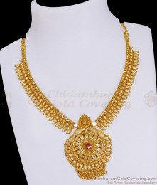 Single Ruby Stone Mullaipoo Necklace 1 Gram Jewellery NCKN3798