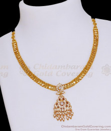 Premium Impon White Stone Necklace Gold Finish NCKN3800