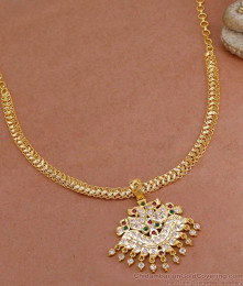 Dual Swan Multi Stone Impon Attigai Gold Necklace Design NCKN3801