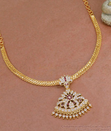 Buy 5 Metal Impon Necklace Ruby White Lotus Design NCKN3804