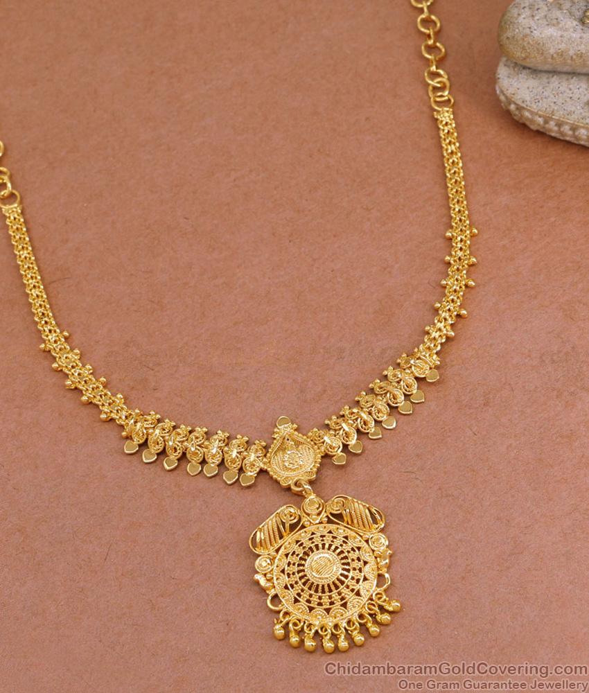 Calcutta Pattern Plain One Gram Gold Necklace For Women NCKN3806 Calcutta Pattern Plain One Gram Gold Necklace For Women NCKN3806