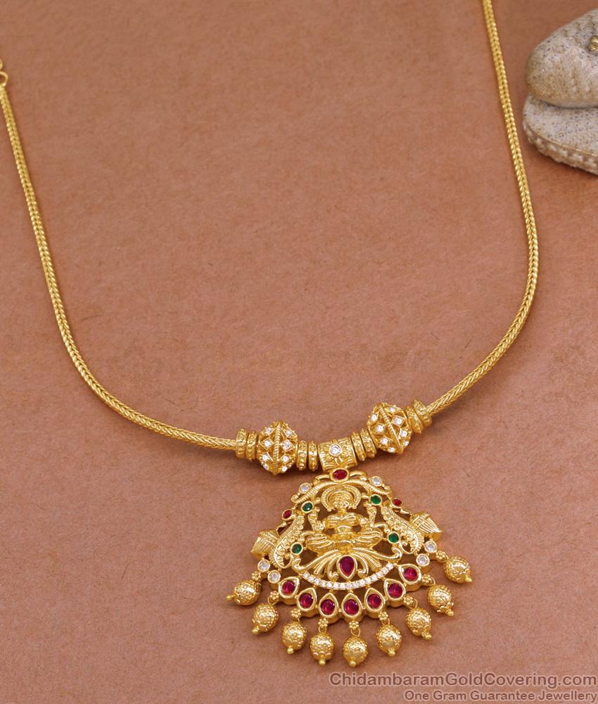 Traditional Gold Imitation Necklace Lakshmi Design With Stone NCKN3808 Traditional Gold Imitation Necklace Lakshmi Design With Stone NCKN3808