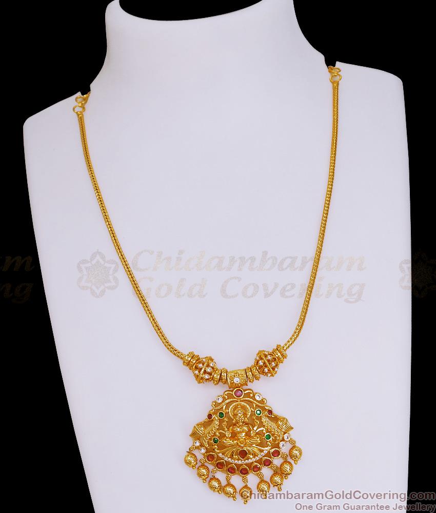 Traditional Gold Imitation Necklace Lakshmi Design With Stone NCKN3808 Traditional Gold Imitation Necklace Lakshmi Design With Stone NCKN3808