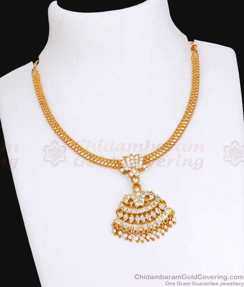 Original 5 Metal Gold Necklace White Stone Impon Jewelry NCKN3811 Original 5 Metal Gold Necklace White Stone Impon Jewelry NCKN3811