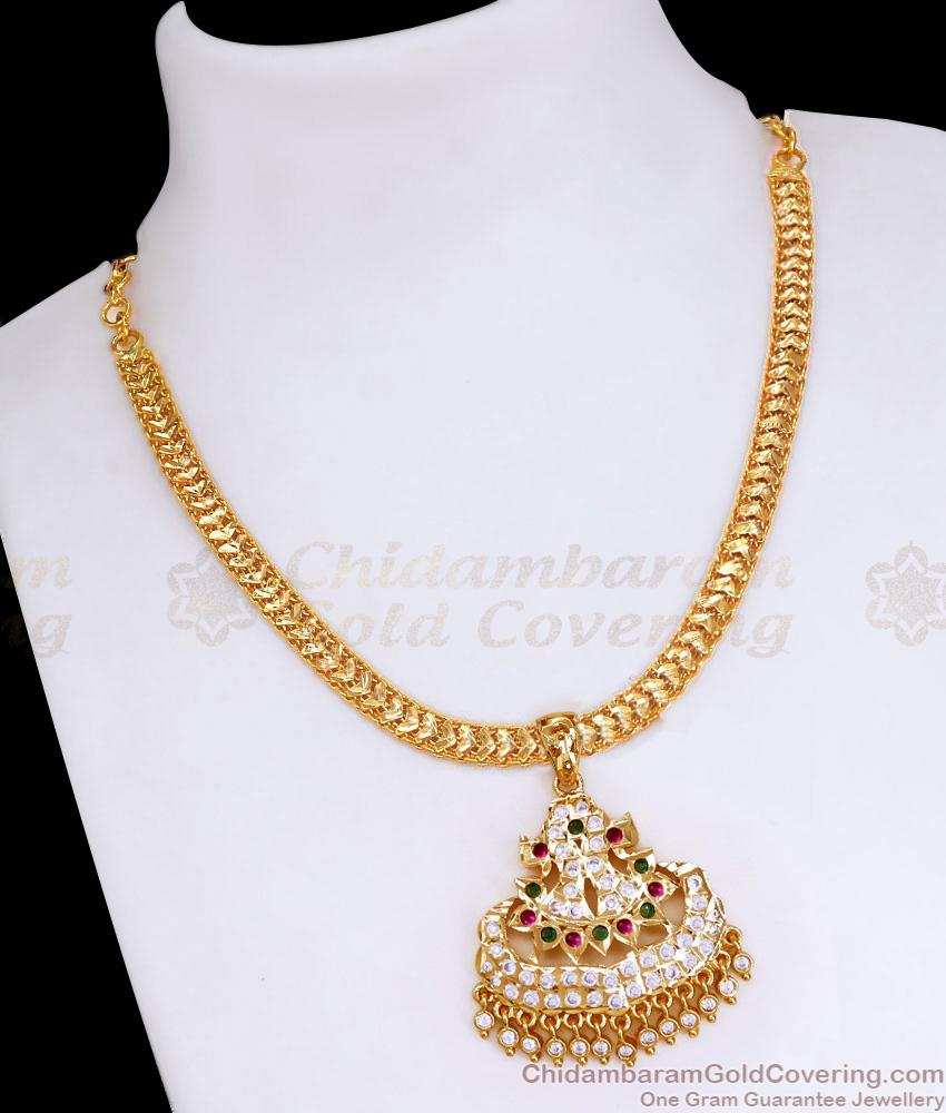 Elegant Peacock Design Multi Stone Impon Necklace Shop Online NCKN3814 Elegant Peacock Design Multi Stone Impon Necklace Shop Online NCKN3814