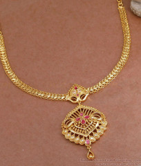 New Arrival Real Gold Design Gold Plated Necklace With Stones NCKN3818