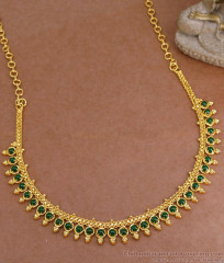 Buy Emerald Stone Gold Plated Necklace Mullai Arumbu Design NCKN3821