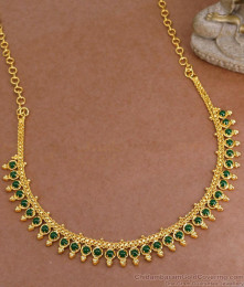 Buy Emerald Stone Gold Plated Necklace Mullai Arumbu Design NCKN3821