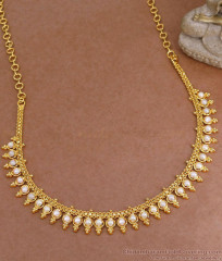 Trendy Mullai Design Pearl Necklace 1 Gram Gold Kerala Jewelry NCKN3824