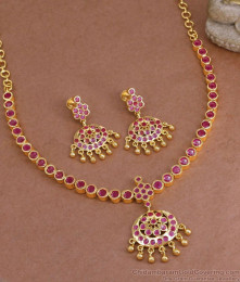 Full Ruby Stone Impon Necklace Pirai Design Shop Online NCKN3830