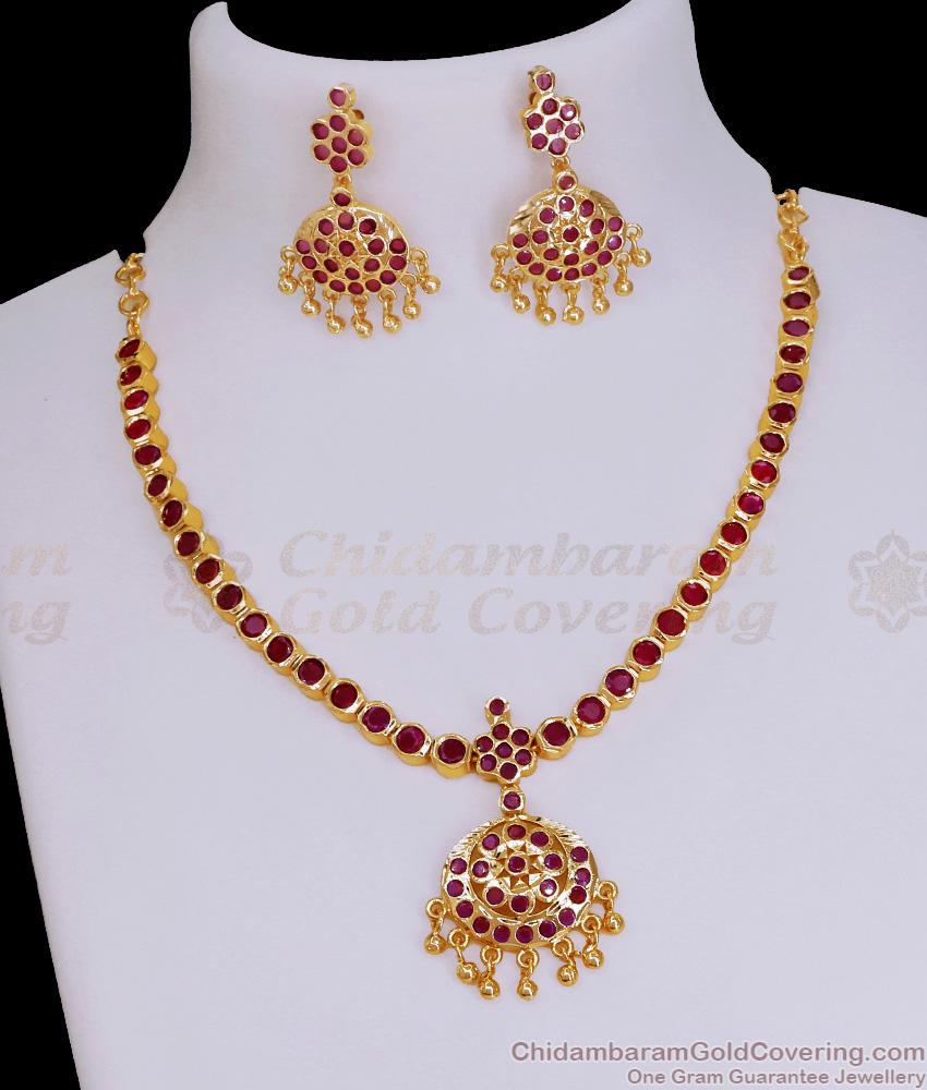 Full Ruby Stone Impon Necklace Pirai Design Shop Online NCKN3830 Full Ruby Stone Impon Necklace Pirai Design Shop Online NCKN3830