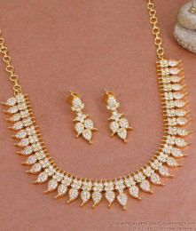 Buy Latest Full White Stone Victoria Necklace Set For Marriage NCKN3834
