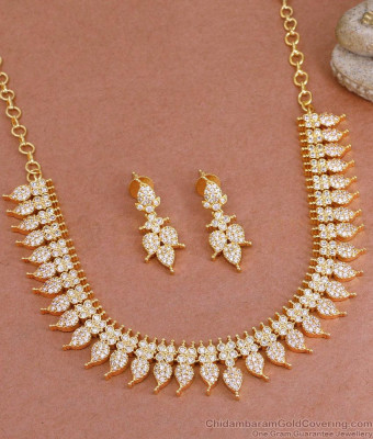 Buy Latest Full White Stone Victoria Necklace Set For Marriage NCKN3834