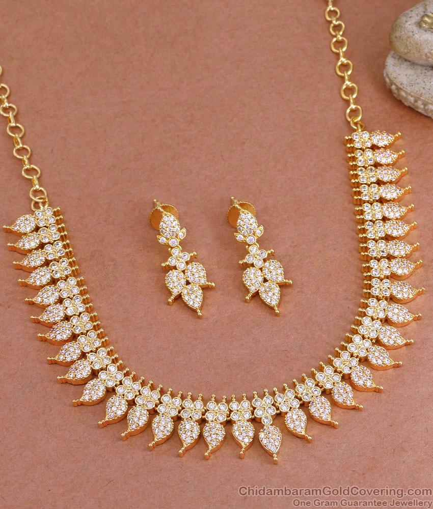 Buy Latest Full White Stone Victoria Necklace Set For Marriage NCKN3834 Buy Latest Full White Stone Victoria Necklace Set For Marriage NCKN3834