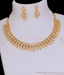 Buy Latest Full White Stone Victoria Necklace Set For Marriage NCKN3834