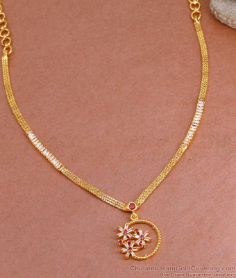 Light Weight MIcro Gold Plated Cz Stone Necklace Design Online NCKN3837