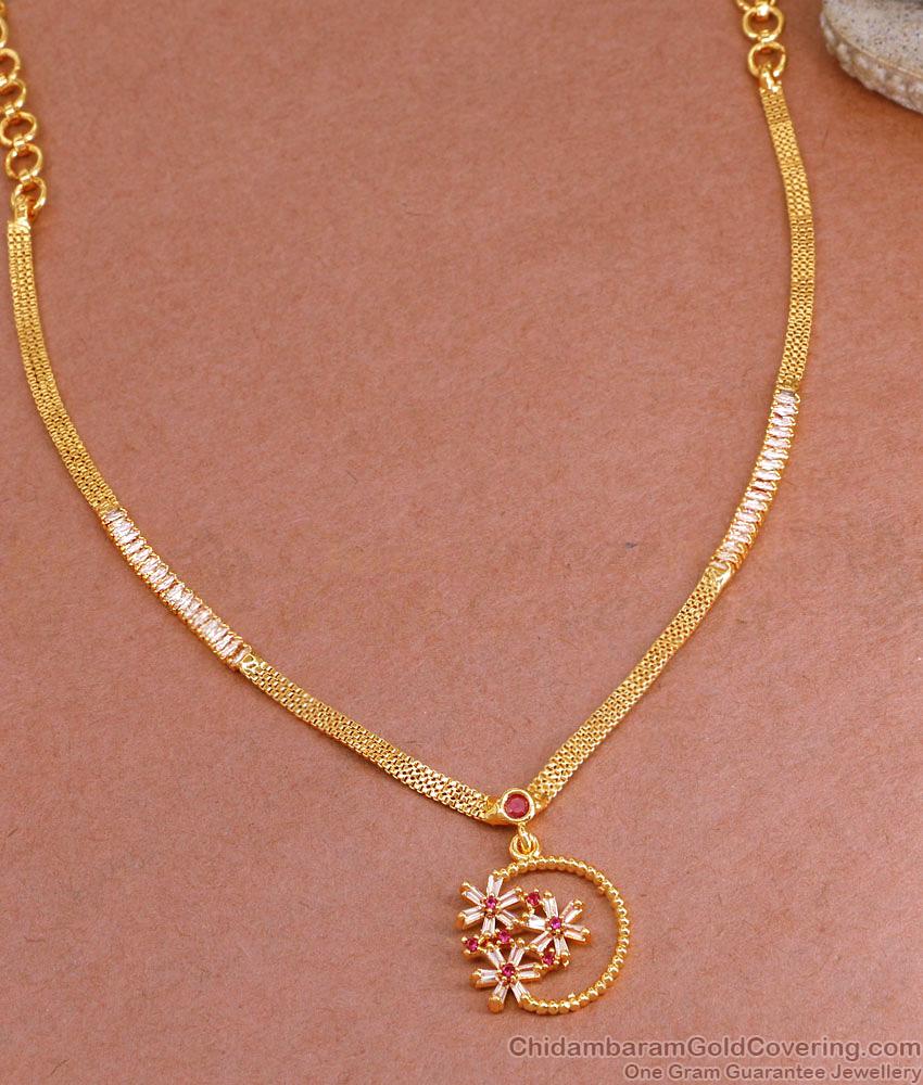 Light Weight MIcro Gold Plated Cz Stone Necklace Design Online NCKN3837 Light Weight MIcro Gold Plated Cz Stone Necklace Design Online NCKN3837