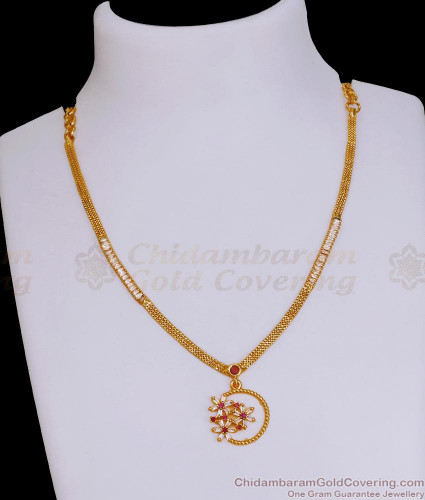 Light Weight MIcro Gold Plated Cz Stone Necklace Design Online