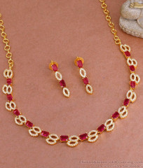 Buy Designer Ruby White Stone Close Necklace 1 Gram Gold Jewelry Online NCKN3841 Buy Designer Ruby White Stone Close Necklace 1 Gram Gold Jewelry Online NCKN3841