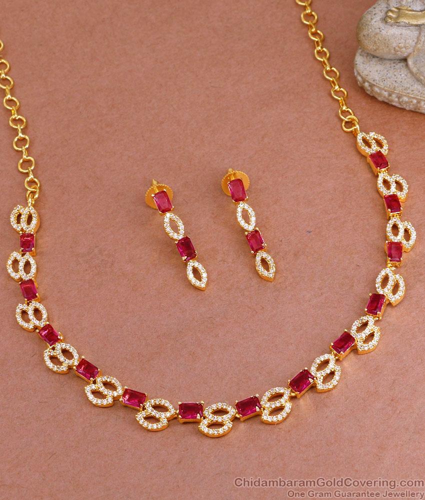 Buy Designer Ruby White Stone Close Necklace 1 Gram Gold Jewelry Online NCKN3841 Buy Designer Ruby White Stone Close Necklace 1 Gram Gold Jewelry Online NCKN3841