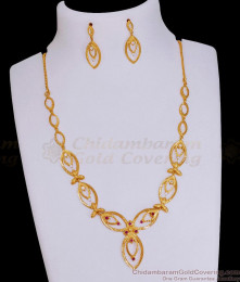 Light Weight Two Gram Gold Arabic Necklace Earring Set For Marriage NCKN3844