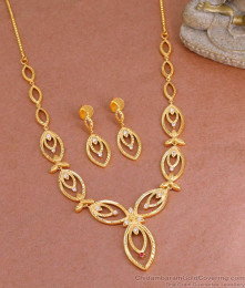 Premium Quality Dubai Gold Light Weight Necklace Design With Stones NCKN3845