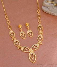 Premium Quality Dubai Gold Light Weight Necklace Design With Stones NCKN3845