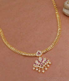 High Quality Impon Stone Attigai Gold Plated Heart Chain NCKN3847