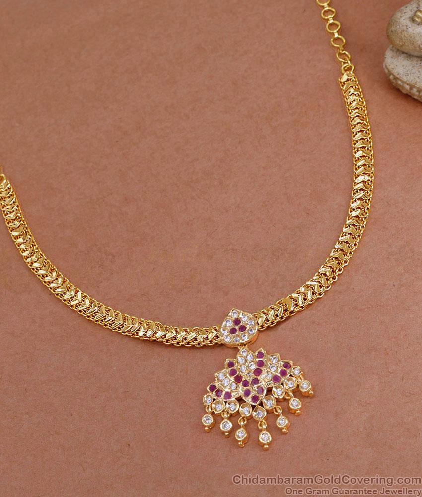 High Quality Impon Stone Attigai Gold Plated Heart Chain NCKN3847 High Quality Impon Stone Attigai Gold Plated Heart Chain NCKN3847