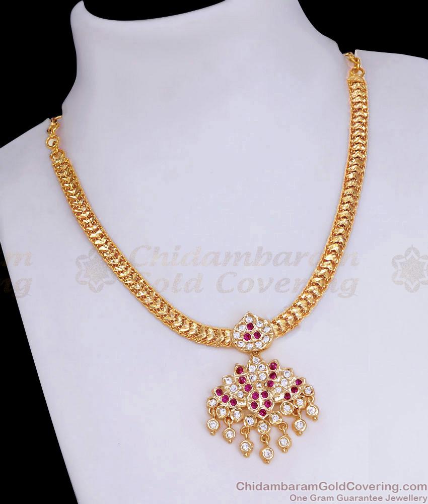 High Quality Impon Stone Attigai Gold Plated Heart Chain NCKN3847 High Quality Impon Stone Attigai Gold Plated Heart Chain NCKN3847