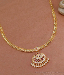 Beautiful Ruby White Stone Impon Attigai Peacock Design NCKN3850