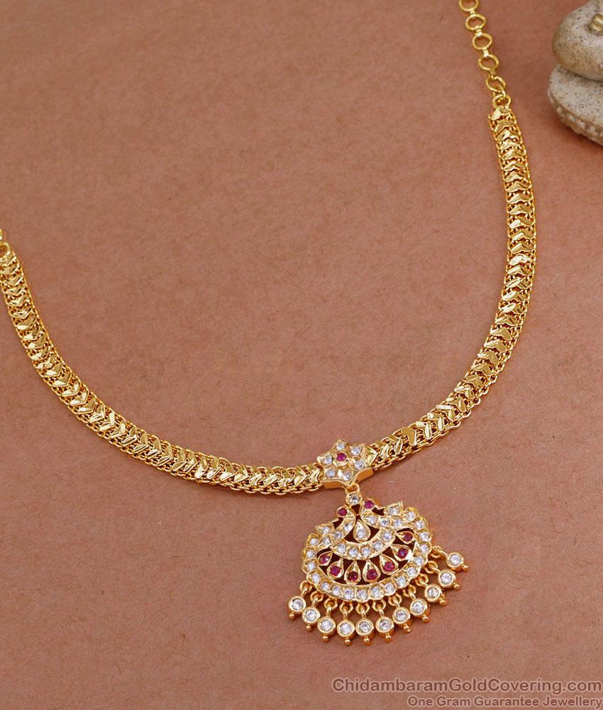 Beautiful Ruby White Stone Impon Attigai Peacock Design NCKN3850 Beautiful Ruby White Stone Impon Attigai Peacock Design NCKN3850