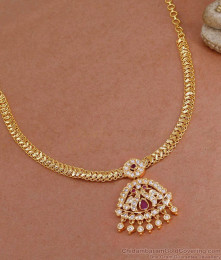 Latest Peacock Design Five Metal Impon Necklace Designs Online NCKN3851