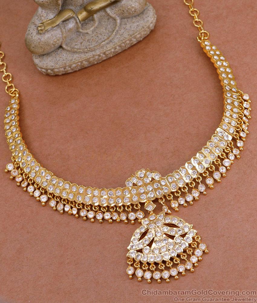 Original Impon Panchaloha White Stone Choker Necklace Design Online NCKN3861 Original Impon Panchaloha White Stone Choker Necklace Design Online NCKN3861