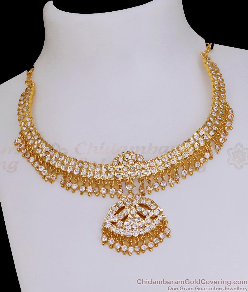 Original Impon Panchaloha White Stone Choker Necklace Design Online NCKN3861 Original Impon Panchaloha White Stone Choker Necklace Design Online NCKN3861