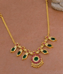 South Indian Nagapadam Palakka Stone Necklace Bridal Gold Jewelry NCKN3869