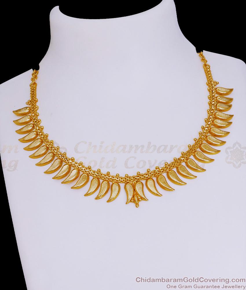 Traditional Gold Imitation Plain Necklace Mullaipoo Design NCKN3870 Traditional Gold Imitation Plain Necklace Mullaipoo Design NCKN3870
