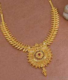 Beautiful Mullai Arumbu Design 1 Gram Gold Necklace Design NCKN3872