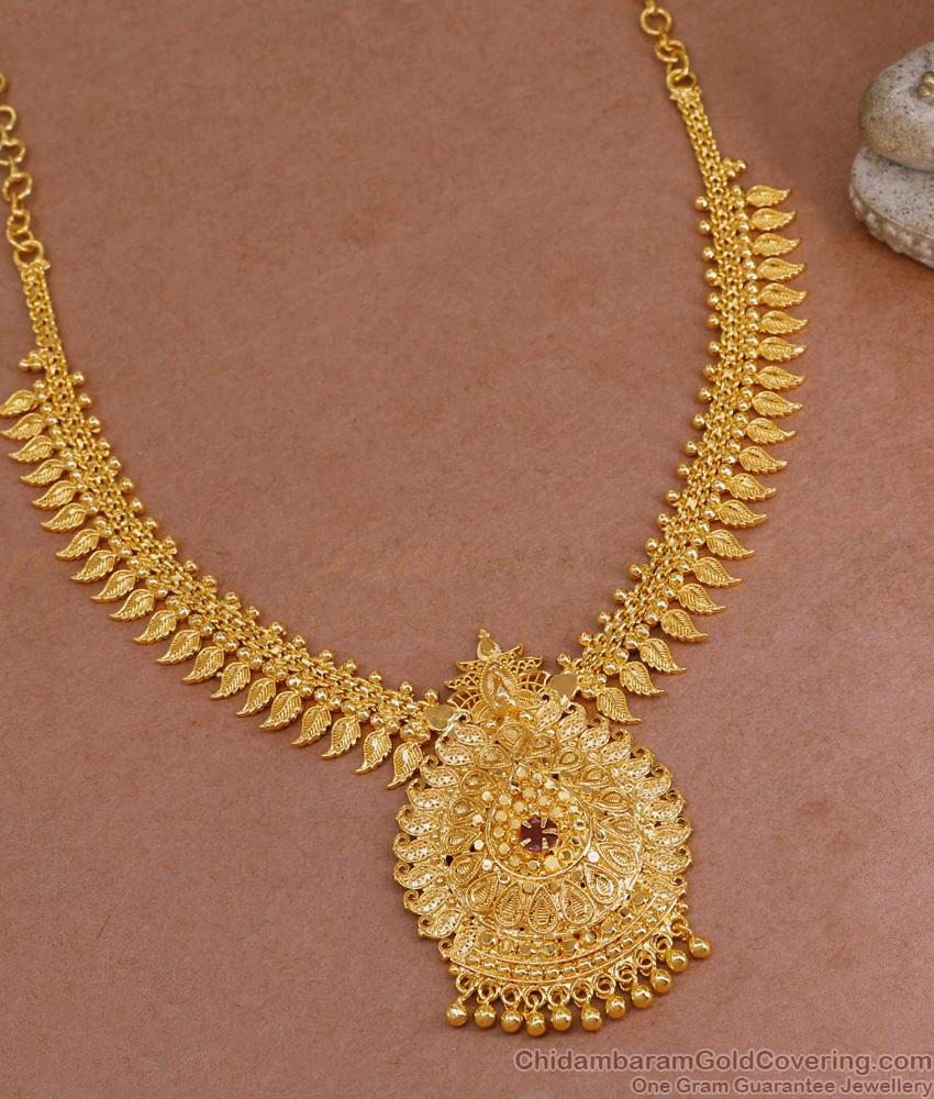 New Arrival Leaf Design Gold Imitation Necklace With Ruby Stone NCKN3873 New Arrival Leaf Design Gold Imitation Necklace With Ruby Stone NCKN3873