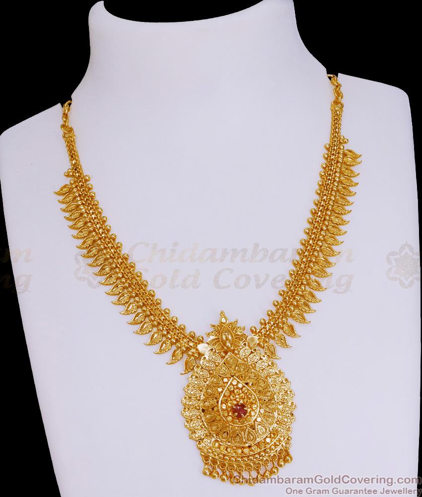 New Arrival Leaf Design Gold Imitation Necklace With Ruby Stone NCKN3873 New Arrival Leaf Design Gold Imitation Necklace With Ruby Stone NCKN3873