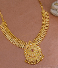 24Kt Gold Plated Mullaipoo Necklace Design For Marriage NCKN3874