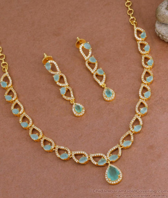 Semi Precious American Diamond Fancy Necklace Earring Combo NCKN3877
